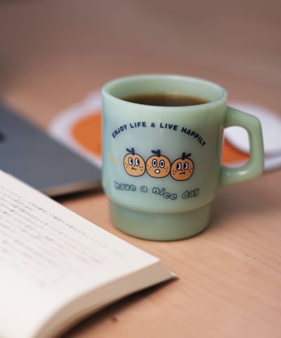 桔利好朋友 復古奶玉玻璃杯4