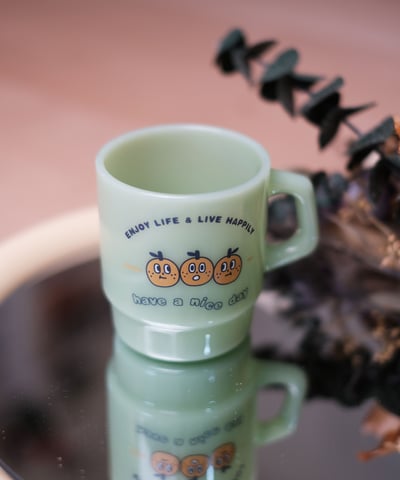 桔利好朋友 復古奶玉玻璃杯2