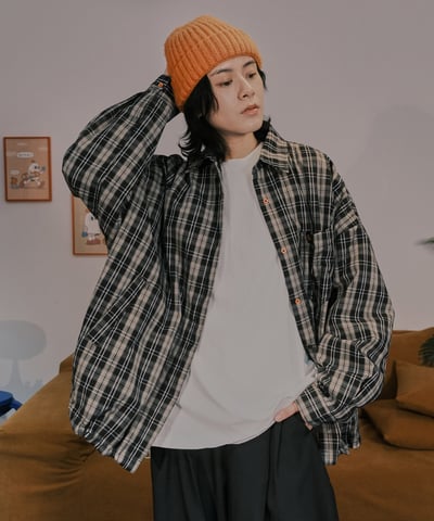 給你一點養份 格紋鋪棉襯衫1