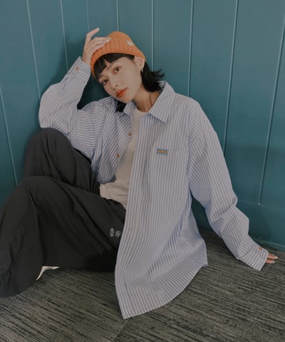 桔利小標 寬版條紋襯衫21