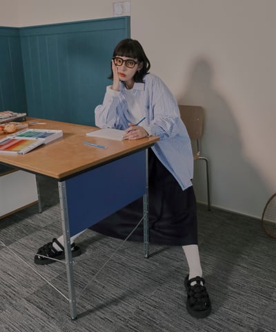 桔利小標 寬版條紋襯衫25