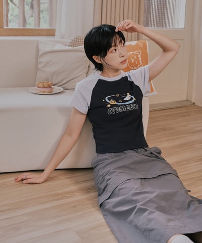 桔利宇宙 拉克蘭袖短tee 藍3