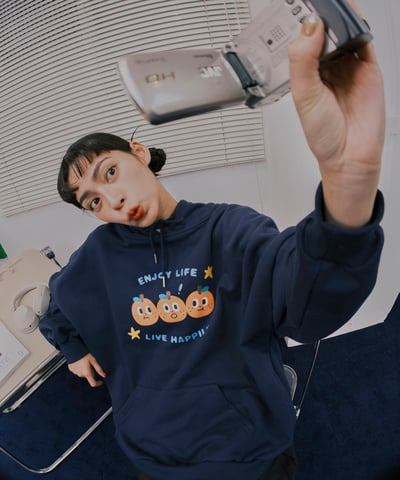 桔利好朋友 連帽tee / 深藍2