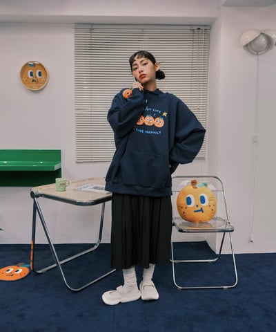 桔利好朋友 連帽tee / 深藍8