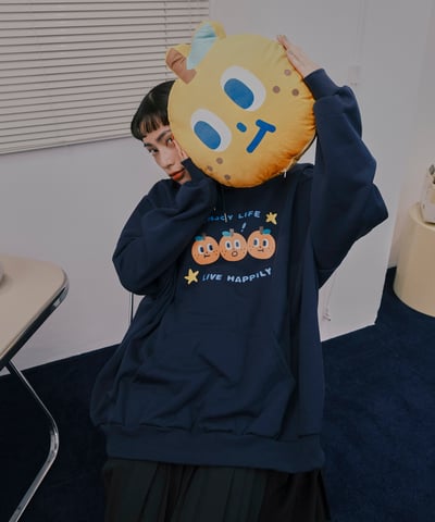 桔利好朋友 連帽tee / 深藍3