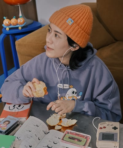 桔利小標 桔色毛帽22