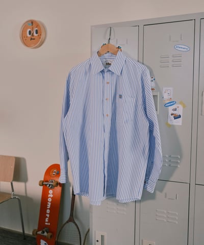 桔利小標 寬版條紋襯衫3