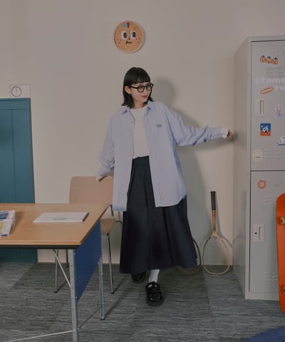 桔利小標 寬版條紋襯衫17