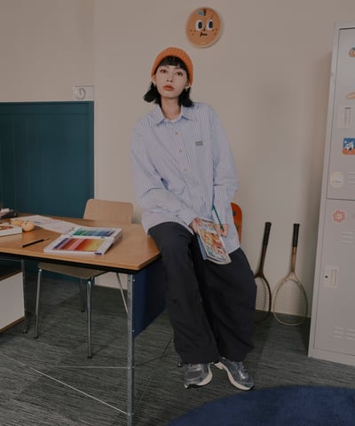 桔利小標 寬版條紋襯衫11