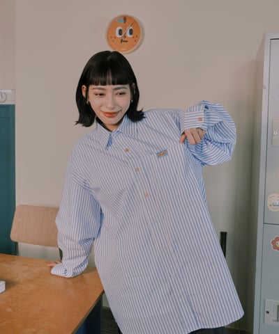 桔利小標 寬版條紋襯衫13