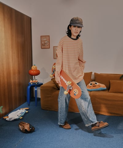 otomerui 刺繡條紋tee - 桔16