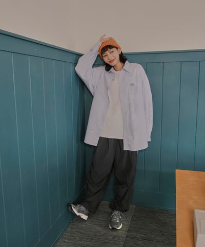 桔利小標 寬版條紋襯衫22