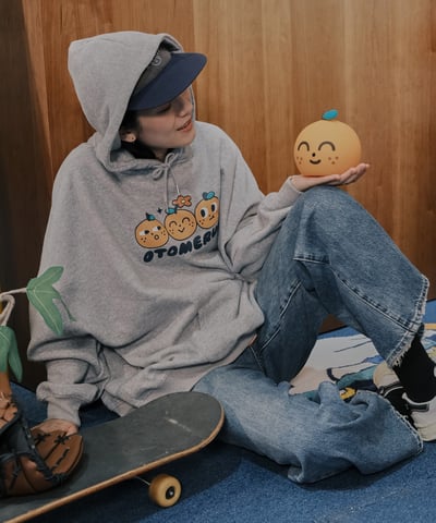 綻放的桔利 刷毛帽tee12