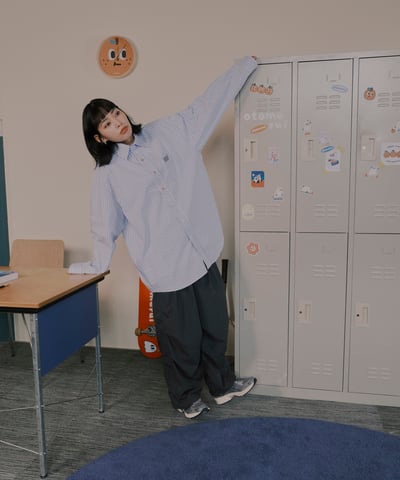 桔利小標 寬版條紋襯衫14