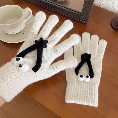 磁吸針織毛線牽手手套4