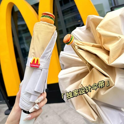 我愛吃漢堡 折疊晴雨兩用自動雨傘4