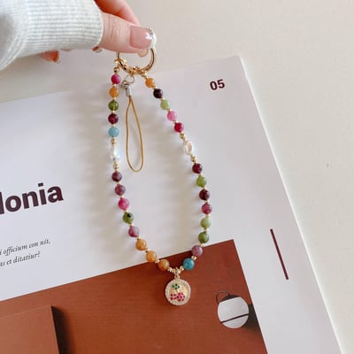 高級感多彩天然石手機掛繩手機背帶5