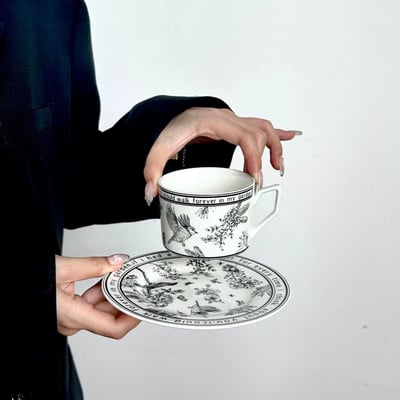 生日禮物 小香風手繪高級感咖啡杯套裝3