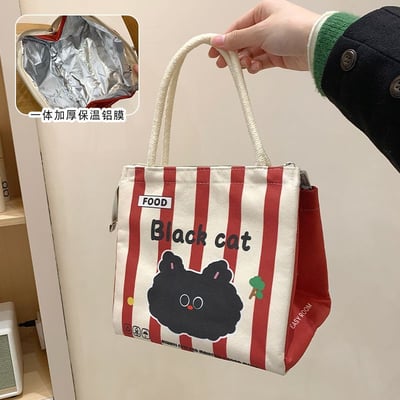 可愛便當保溫袋大容量學生午餐袋  防水鋁膜手提飯盒包9