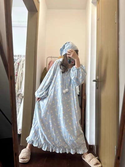 NS風家居大白鵝長袖連身睡裙3