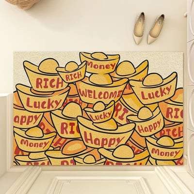 開門見財金元寶國潮地墊 入戶玄關除塵地墊2