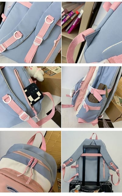 拼色系列 防潑水中小學生書包加補習袋14