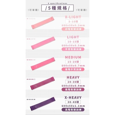 居家運動美體五段式彈力帶超值組12