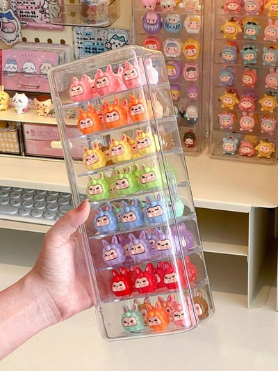 泡泡瑪特萌粒必備 透明壓克力展示盒可疊拆卸加收納架6