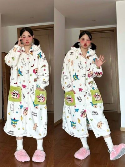 很推薦高質感 冬季小新造型保暖睡袍家居服1