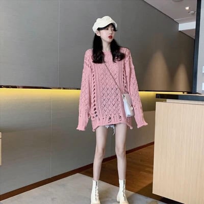 鏤空破洞慵懶風韓系毛衣7