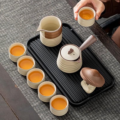 汝窯米黃色側把手功夫茶具套裝2