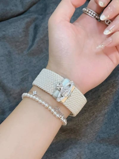 土星閃鑽單圈編織彈力蘋果手錶錶帶2