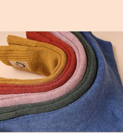 穿上就開心的那種可愛 日系森系微笑襪5雙組3