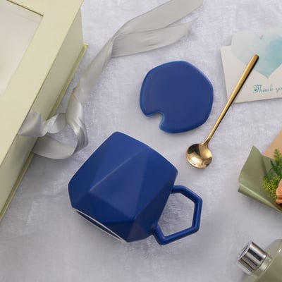 克萊因藍陶瓷附蓋馬克杯  現貨1