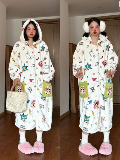 很推薦高質感 冬季小新造型保暖睡袍家居服3