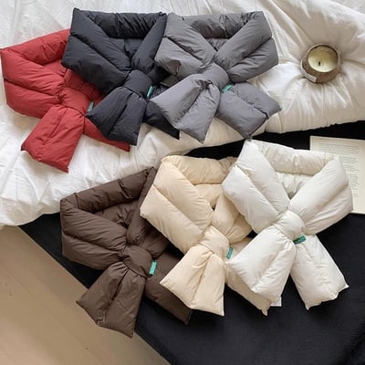 情侶款  超保暖羽絨棉交叉圍脖1