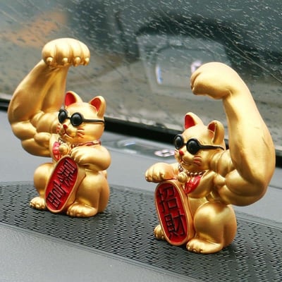 10cm暴富貓劫財貓 招財大肌肉手臂招財貓擺件4