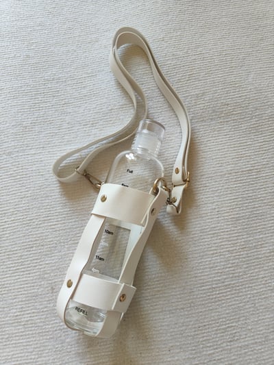 今日喝水打卡神器 時尚皮革背帶玻璃瓶  免運商品4