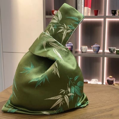 端午節禮物  竹報平安 新中式竹紋綢布手提袋5