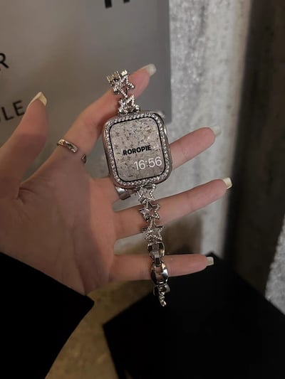 星星帶鑽設計感金屬蘋果錶帶2