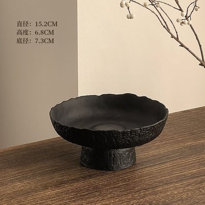 高級感磨砂黑高腳盤 玻璃工藝水果盤三尺寸可選8