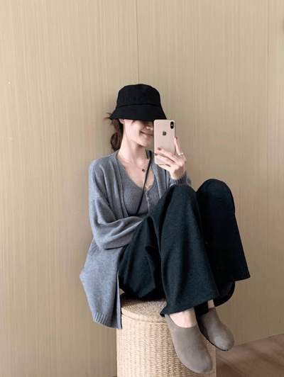 秋冬必備的軟萌穿搭 《溫柔軟糯兩件套》 韓系針織開衫＋排扣背心套裝2