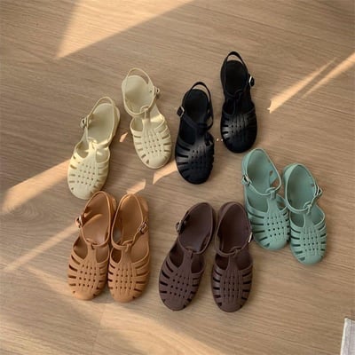 日本熱賣晴雨兩用編織涼鞋雨鞋親子鞋 小孩款  棕色16公分11