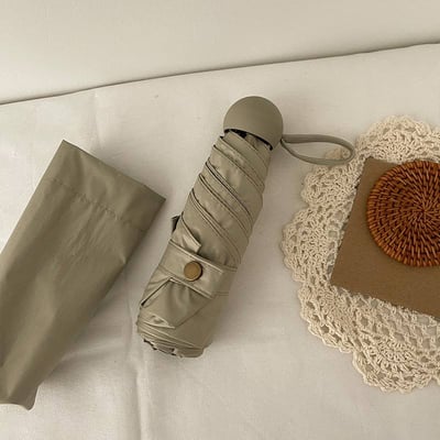 莫蘭迪純慾色系五折手動晴雨傘 便攜防曬傘UV防紫外線遮陽傘8