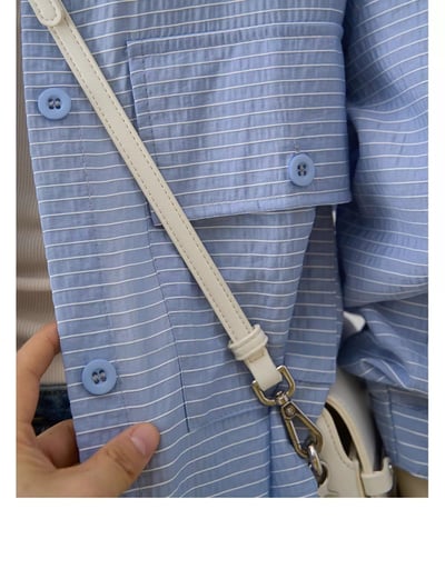 慵懶感滿分 春夏空調衫外搭 條紋肌理長版襯衫4