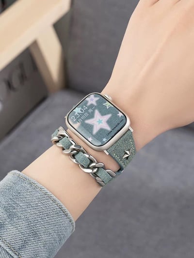 Y2K牛仔風雙圈設計時髦Apple watch錶帶1