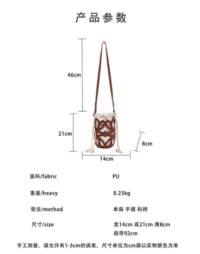 小眾設計感鏤空圓桶抽繩斜背包 輕巧百搭水桶包12