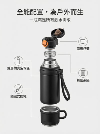 黑白色系蓋可當杯 外出便攜保溫杯4