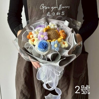 高質感針織花束 手工鉤織永生花束毛線針織玫瑰系列2