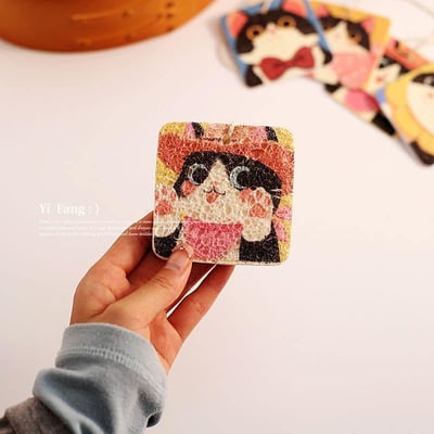 大頭貓 卡通大頭貓優質木漿棉洗碗海綿 299優惠免運組3